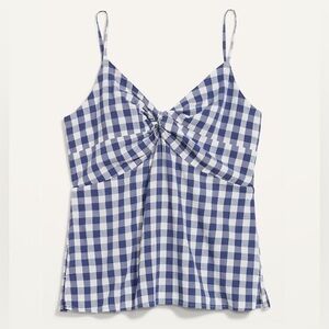 Old Navy Navy and White Checkered Peplum Camisole